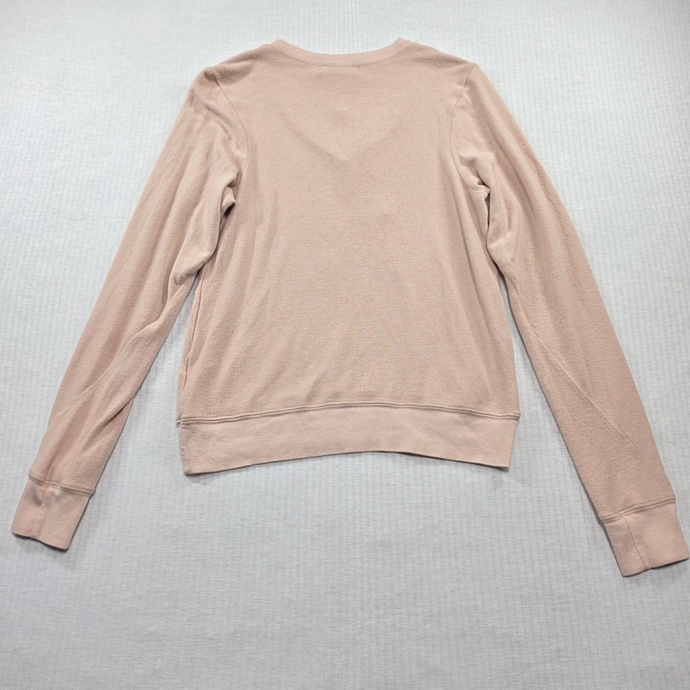 WILDFOX Blush Pink Caffiene Dream V-Neck Sweater Size XS Coquette Oversized - Picture 9 of 11